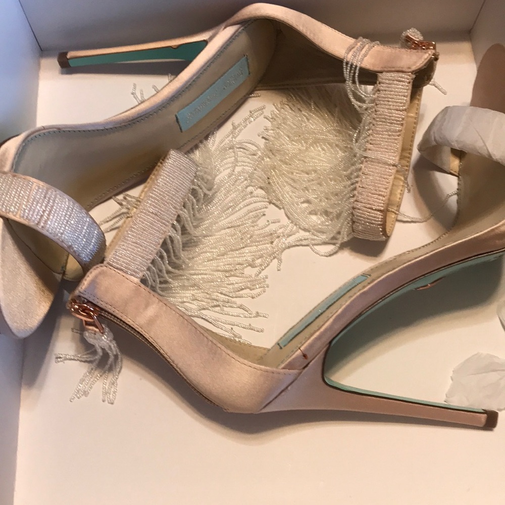 Betsey Johnson Cream Fringe Heels